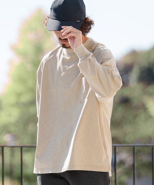 CAMBIO(カンビオ)の「mlt5516- Snow Wash Pocket Long Sleeve Tee カットソー(CMP-261-006)(Tシャツ/カットソー・メンズ・ブラック/グレイッシュベージュ/ブルー・S/M/L)」の5枚目の写真