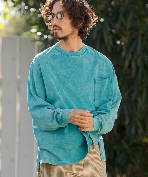 CAMBIO(カンビオ)の「mlt5516- Snow Wash Pocket Long Sleeve Tee カットソー(CMP-261-006)(Tシャツ/カットソー・メンズ・ブラック/グレイッシュベージュ/ブルー・S/M/L)」の8枚目の写真