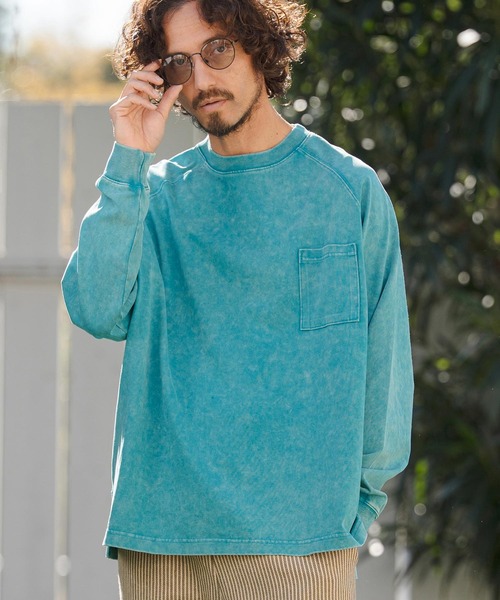 CAMBIO(カンビオ)の「mlt5516- Snow Wash Pocket Long Sleeve Tee カットソー(CMP-261-006)(Tシャツ/カットソー・メンズ・ブラック/グレイッシュベージュ/ブルー・S/M/L)」の9枚目の写真