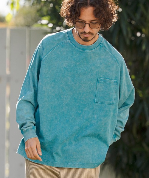 CAMBIO(カンビオ)の「mlt5516- Snow Wash Pocket Long Sleeve Tee カットソー(CMP-261-006)(Tシャツ/カットソー・メンズ・ブラック/グレイッシュベージュ/ブルー・S/M/L)」の10枚目の写真