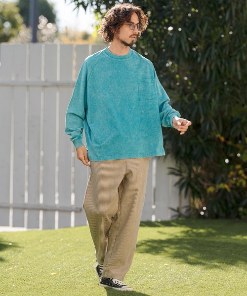 CAMBIO(カンビオ)の「mlt5516- Snow Wash Pocket Long Sleeve Tee カットソー(CMP-261-006)(Tシャツ/カットソー・メンズ・ブラック/グレイッシュベージュ/ブルー・S/M/L)」の12枚目の写真