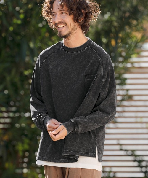 CAMBIO(カンビオ)の「mlt5516- Snow Wash Pocket Long Sleeve Tee カットソー(CMP-261-006)(Tシャツ/カットソー・メンズ・ブラック/グレイッシュベージュ/ブルー・S/M/L)」の13枚目の写真