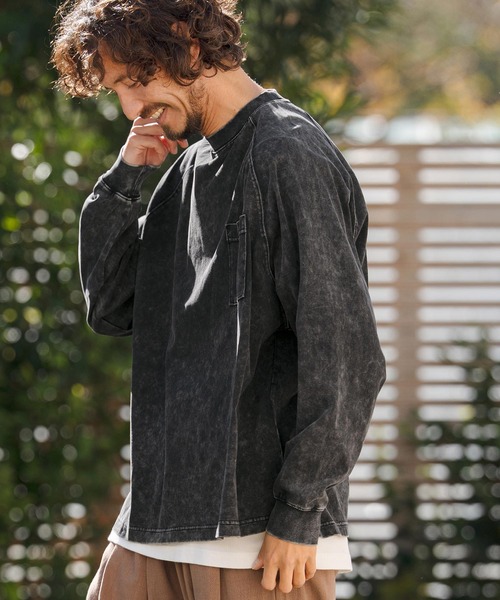 CAMBIO(カンビオ)の「mlt5516- Snow Wash Pocket Long Sleeve Tee カットソー(CMP-261-006)(Tシャツ/カットソー・メンズ・ブラック/グレイッシュベージュ/ブルー・S/M/L)」の14枚目の写真