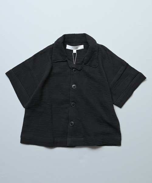 MARKEY'S(マーキーズ)の「Wガーゼオープンカラーワイドシャツ(シャツ/ブラウス・キッズ・ベージュ/ピンク/ブラック・120/110/100/90/150/140/130)」の2枚目の写真