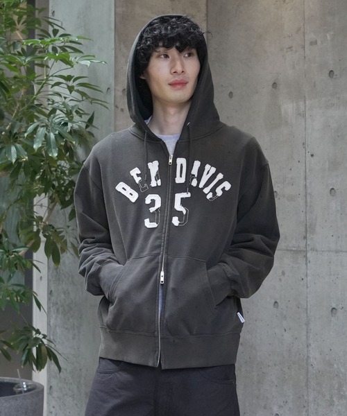 BEN DAVIS（ベンデイビス）の「【BEN DAVIS/ベンデイビス】 【90sヴィンテージ感】ショートパーカー 剥がれワッペン風デザイン 古着系ストリート ヘビーウェイト（パーカー・メンズ・ブラック/ネイビー・MEDIUM/LARGE/X-LARGE）」の6枚目の写真