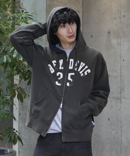 BEN DAVIS（ベンデイビス）の「【BEN DAVIS/ベンデイビス】 【90sヴィンテージ感】ショートパーカー 剥がれワッペン風デザイン 古着系ストリート ヘビーウェイト（パーカー・メンズ・ブラック/ネイビー・MEDIUM/LARGE/X-LARGE）」の7枚目の写真