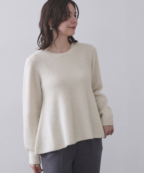 OPAQUE.CLIP（オペークドットクリップ）の「スパンコールラメ衿2WAYペプラムニット【洗濯機OK】（ニット/セーター・レディース・ホワイト系8/ブルー系5/チャコール・38/40）」の7枚目の写真