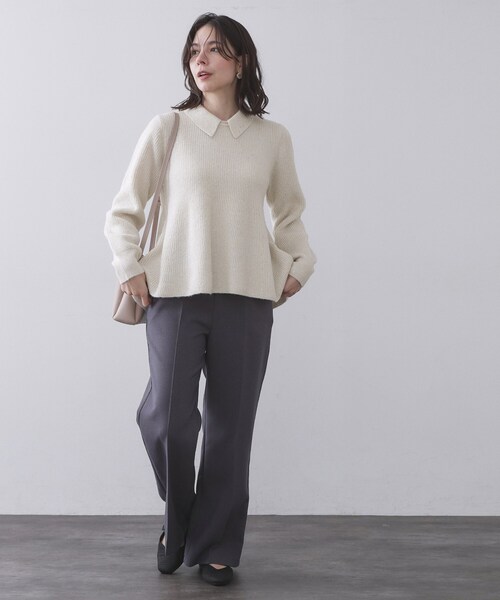 OPAQUE.CLIP（オペークドットクリップ）の「スパンコールラメ衿2WAYペプラムニット【洗濯機OK】（ニット/セーター・レディース・ホワイト系8/ブルー系5/チャコール・38/40）」の8枚目の写真