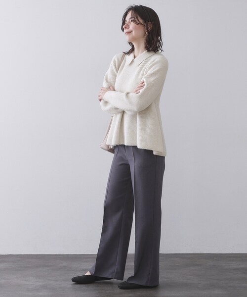 OPAQUE.CLIP（オペークドットクリップ）の「スパンコールラメ衿2WAYペプラムニット【洗濯機OK】（ニット/セーター・レディース・ホワイト系8/ブルー系5/チャコール・38/40）」の9枚目の写真