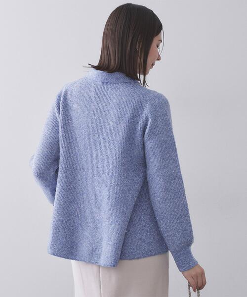 OPAQUE.CLIP（オペークドットクリップ）の「スパンコールラメ衿2WAYペプラムニット【洗濯機OK】（ニット/セーター・レディース・ホワイト系8/ブルー系5/チャコール・38/40）」の12枚目の写真