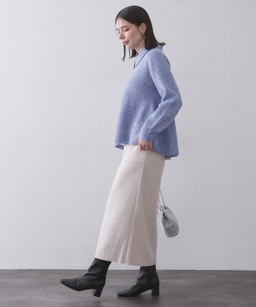 OPAQUE.CLIP（オペークドットクリップ）の「スパンコールラメ衿2WAYペプラムニット【洗濯機OK】（ニット/セーター・レディース・ホワイト系8/ブルー系5/チャコール・38/40）」の16枚目の写真