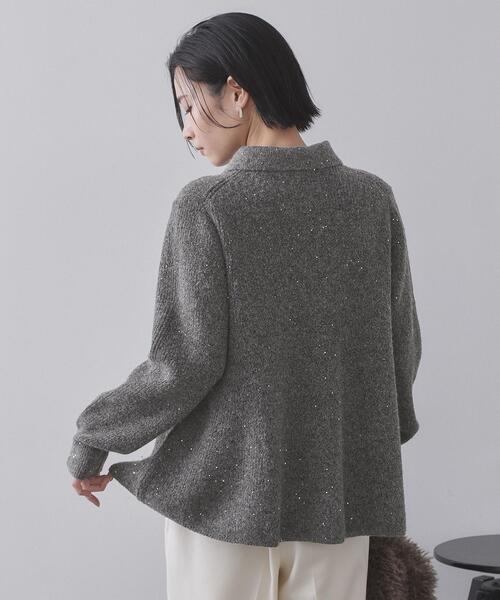 OPAQUE.CLIP（オペークドットクリップ）の「スパンコールラメ衿2WAYペプラムニット【洗濯機OK】（ニット/セーター・レディース・ホワイト系8/ブルー系5/チャコール・38/40）」の19枚目の写真