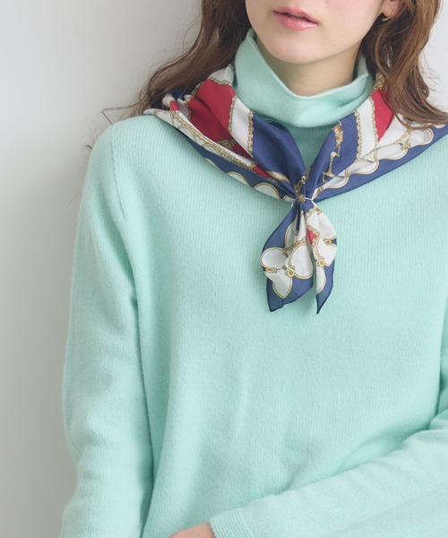 KATHARINE ROSS（キャサリンロス）の「【KATHARINE ROSS】コットンシルクスカーフ（バンダナ/スカーフ・レディース・ネイビー/ミント/イエロー・MEDIUM）」の4枚目の写真