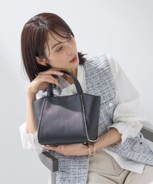 INDIVI | 【ミドルサイズ／合皮／ショルダー付】スタッズ風メタルバッグ(ショルダーバッグ)