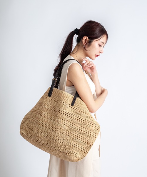 Rivel(リヴェル)の「【Rabarany】かごバッグ ラフィア素材 トートバッグ ラージサイズ(かごバッグ・レディース・ナチュラル/ブラウン・FREE)」の17枚目の写真