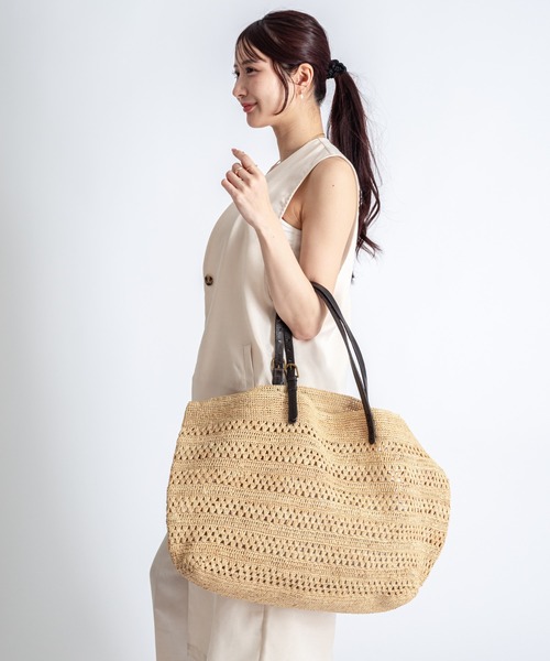 Rivel(リヴェル)の「【Rabarany】かごバッグ ラフィア素材 トートバッグ ラージサイズ(かごバッグ・レディース・ナチュラル/ブラウン・FREE)」の19枚目の写真