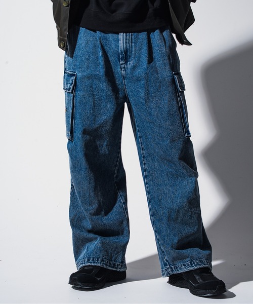 Mark Gonzales（マーク・ゴンザレス）の「Mark Gonzales(マーク ゴンザレス) ブランドロゴ ワイドデニムパンツ / WEB・直営店限定（デニムパンツ・メンズ・ブラック/ブルー・M/L/XL）」の4枚目の写真