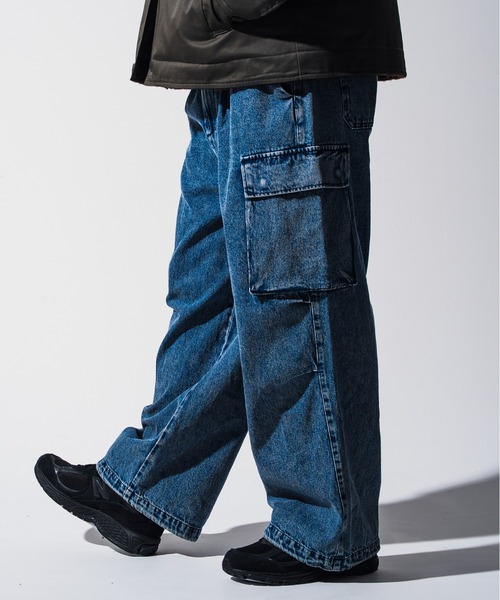 Mark Gonzales（マーク・ゴンザレス）の「Mark Gonzales(マーク ゴンザレス) ブランドロゴ ワイドデニムパンツ / WEB・直営店限定（デニムパンツ・メンズ・ブラック/ブルー・M/L/XL）」の6枚目の写真