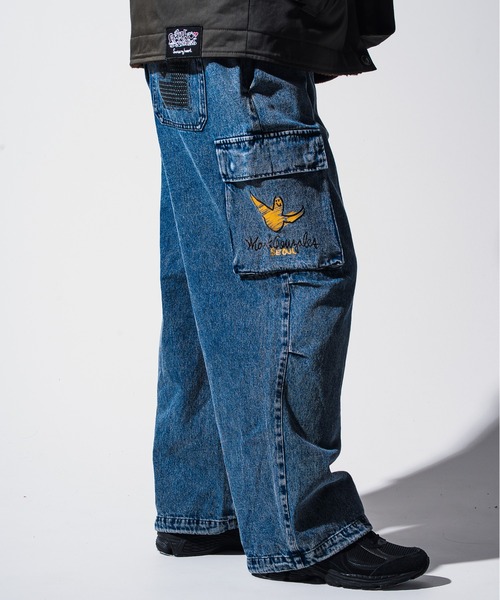 Mark Gonzales（マーク・ゴンザレス）の「Mark Gonzales(マーク ゴンザレス) ブランドロゴ ワイドデニムパンツ / WEB・直営店限定（デニムパンツ・メンズ・ブラック/ブルー・M/L/XL）」の9枚目の写真