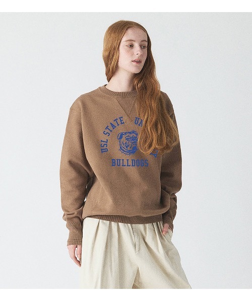 UN-USELESS(アンユースレス)の「【UN-USELESS】アンユースレス/ USL BULLDOGS CREW NECK SWKNIT(スウェット・メンズ・キャメル・X-LARGE/MEDIUM)」の1枚目の写真