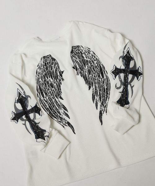 bike star(バイクスター)の「BIKE STAR ファイヤーワッフルロンT(Tシャツ/カットソー・メンズ・ブラック/ブラック系/ホワイト/ホワイト系・L/M)」の3枚目の写真