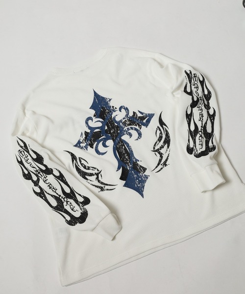 bike star(バイクスター)の「BIKE STAR ファイヤーワッフルロンT(Tシャツ/カットソー・メンズ・ブラック/ブラック系/ホワイト/ホワイト系・L/M)」の2枚目の写真