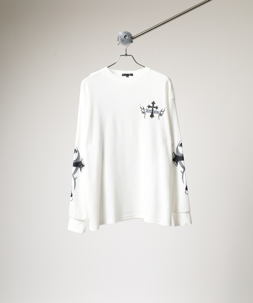 bike star(バイクスター)の「BIKE STAR ファイヤーワッフルロンT(Tシャツ/カットソー・メンズ・ブラック/ブラック系/ホワイト/ホワイト系・L/M)」の7枚目の写真