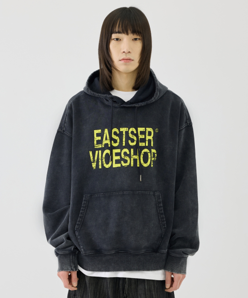 eastserviceshop(イーストサービスショップ)の「Vice Shop Dyed Hoodie - Washed Charcoal(パーカー・レディース・チャコール・SMALL/MEDIUM)」の5枚目の写真