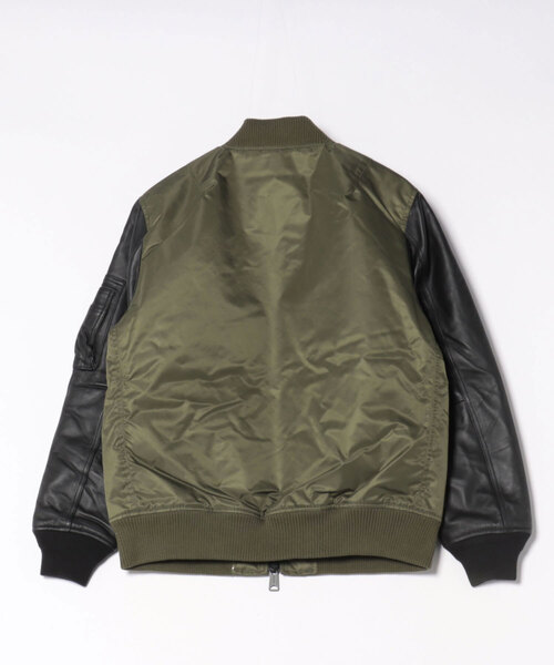 超美品⭐︎MMMM ラムレザー袖切替MA-1ブルゾン⭐︎ ☆MMMM☆ラムレザー袖切替MA-1ブルゾン（MA-1）｜MMMM（エムエム