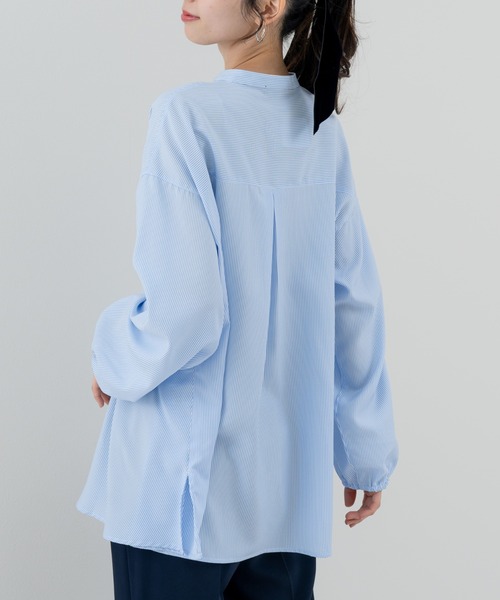 refinedworks(リファインドワークス)の「【refinedworks】ダブルタック ストライプチュニック(シャツ/ブラウス・レディース・ブルー/グレー・FREE)」の5枚目の写真