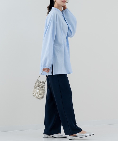 refinedworks(リファインドワークス)の「【refinedworks】ダブルタック ストライプチュニック(シャツ/ブラウス・レディース・ブルー/グレー・FREE)」の14枚目の写真