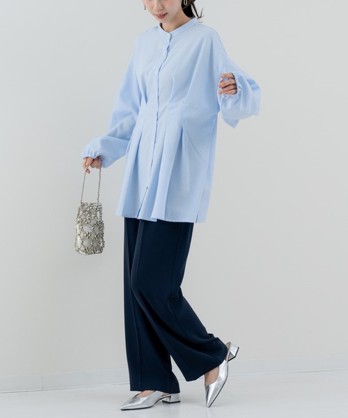 refinedworks(リファインドワークス)の「【refinedworks】ダブルタック ストライプチュニック(シャツ/ブラウス・レディース・ブルー/グレー・FREE)」の16枚目の写真