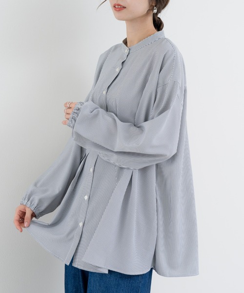 refinedworks(リファインドワークス)の「【refinedworks】ダブルタック ストライプチュニック(シャツ/ブラウス・レディース・ブルー/グレー・FREE)」の8枚目の写真