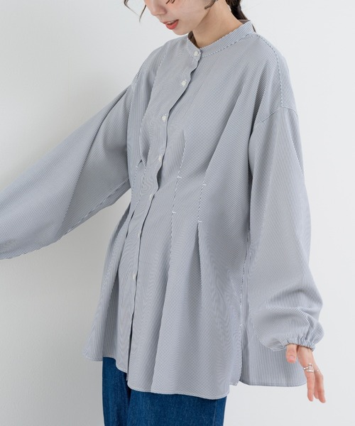 refinedworks(リファインドワークス)の「【refinedworks】ダブルタック ストライプチュニック(シャツ/ブラウス・レディース・ブルー/グレー・FREE)」の9枚目の写真