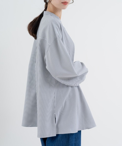 refinedworks(リファインドワークス)の「【refinedworks】ダブルタック ストライプチュニック(シャツ/ブラウス・レディース・ブルー/グレー・FREE)」の10枚目の写真