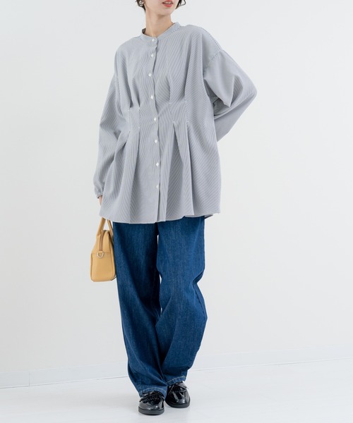 refinedworks(リファインドワークス)の「【refinedworks】ダブルタック ストライプチュニック(シャツ/ブラウス・レディース・ブルー/グレー・FREE)」の20枚目の写真