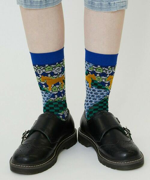 FRAPBOIS（フラボア）の「ETO-ソックス ウマ（ソックス/靴下・レディース・ブルー/ライトブルー・FREE）」の2枚目の写真