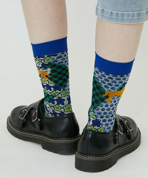 FRAPBOIS（フラボア）の「ETO-ソックス ウマ（ソックス/靴下・レディース・ブルー/ライトブルー・FREE）」の6枚目の写真