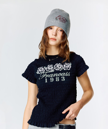 L15 SMOKED SHIRRING T-SHIRT(BLACK)