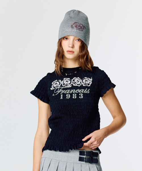 LARTIGENT（ラーティゼン）の「L15 SMOKED SHIRRING T-SHIRT(BLACK)（Tシャツ/カットソー・レディース・その他・FREE）」の3枚目の写真
