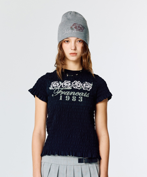 LARTIGENT（ラーティゼン）の「L15 SMOKED SHIRRING T-SHIRT(BLACK)（Tシャツ/カットソー・レディース・その他・FREE）」の5枚目の写真