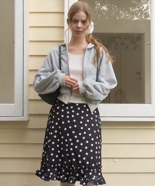 Birthday room(バースデイルーム)の「ラインストーンロゴダブルジップパーカー/Rhinestone logo double zip hoodie(パーカー・レディース・グレー/ブラック・FREE)」の22枚目の写真