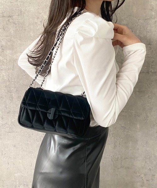 Mejoul（メジュール）の「【2026春夏新作】ターンロックスクエアキルティングフラップショルダーバッグ（ショルダーバッグ・レディース・ホワイト/ライトグリーン/ブラック/ライトピンク・F）」の2枚目の写真