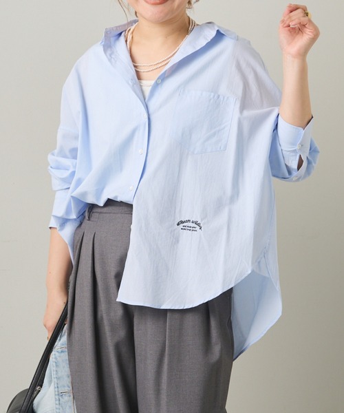 PUAL CE CIN（ピュアルセシン）の「リヨセルコットンオーバーシャツ（シャツ/ブラウス・レディース・ピンク/イエロー/オフホワイト/サックスブルー・FREE）」の2枚目の写真