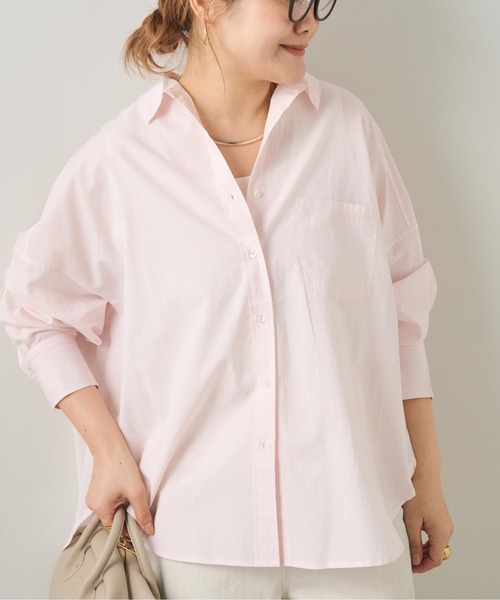 PUAL CE CIN（ピュアルセシン）の「リヨセルコットンオーバーシャツ（シャツ/ブラウス・レディース・ピンク/イエロー/オフホワイト/サックスブルー・FREE）」の4枚目の写真