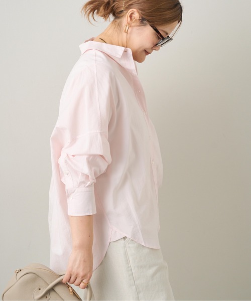 PUAL CE CIN（ピュアルセシン）の「リヨセルコットンオーバーシャツ（シャツ/ブラウス・レディース・ピンク/イエロー/オフホワイト/サックスブルー・FREE）」の12枚目の写真