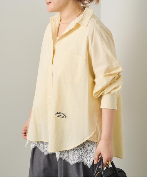 PUAL CE CIN（ピュアルセシン）の「リヨセルコットンオーバーシャツ（シャツ/ブラウス・レディース・ピンク/イエロー/オフホワイト/サックスブルー・FREE）」の6枚目の写真