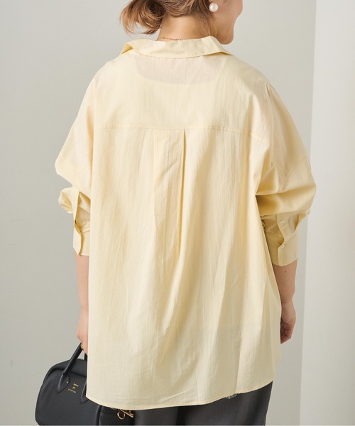 PUAL CE CIN（ピュアルセシン）の「リヨセルコットンオーバーシャツ（シャツ/ブラウス・レディース・ピンク/イエロー/オフホワイト/サックスブルー・FREE）」の5枚目の写真