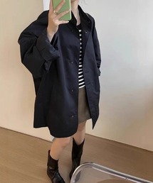 オーバーサイズ スタンドカラー シャツコート