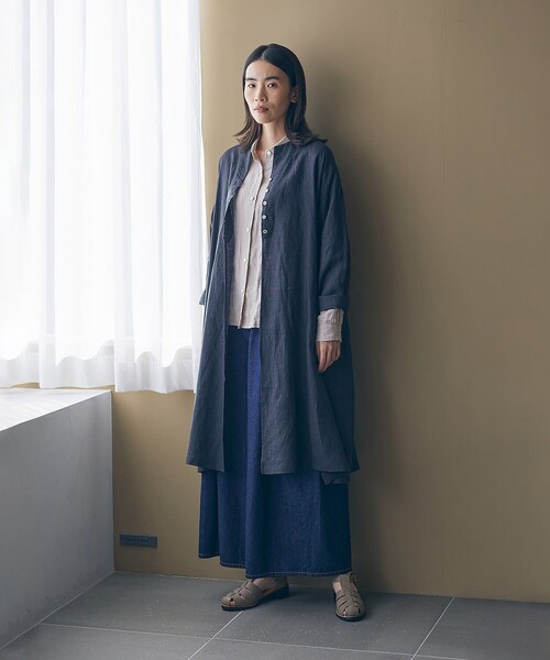 LOISIR(ロワズィール)の「リネンチェックガウンカーディガン(シャツ/ブラウス・レディース・ブラック系その他/チェック・FREE)」の2枚目の写真